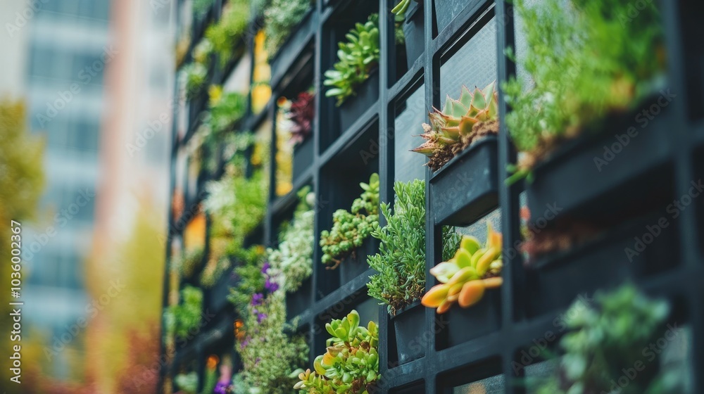 Urban Green Wall with Succulents and Plants Display Urban Green Wall with Succulents and Plants Display