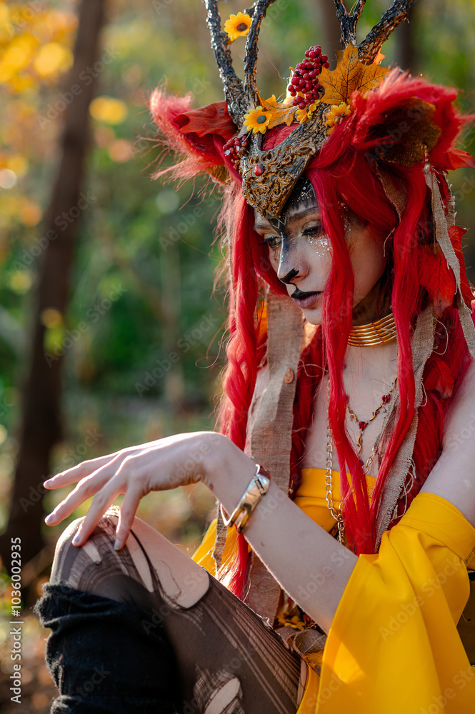 Deer girl in the autumn forest Deer girl in the autumn forest