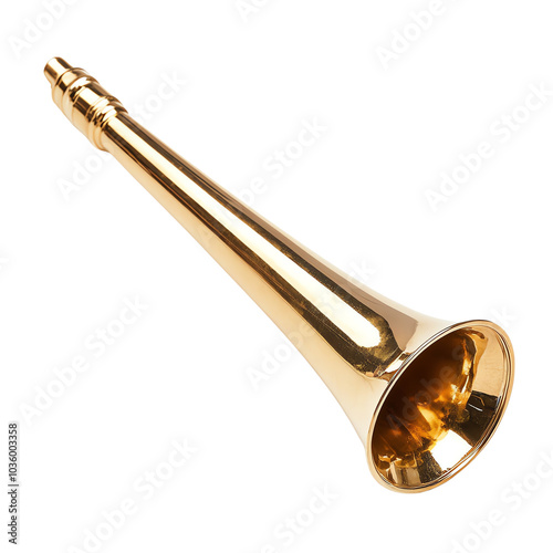 Brass wind instrument, white isolated background photo