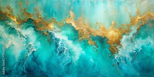 Golden Sands on Turquoise Waters, Abstract Painting, Resin Art, Ocean, Sea, Nature