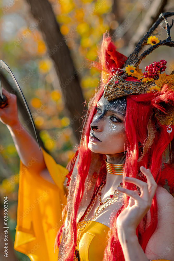 Deer girl in the autumn forest Deer girl in the autumn forest