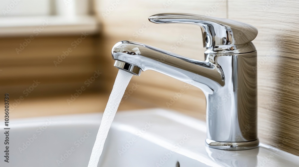 Modern Chrome Bathroom Faucet with Running Water Modern Chrome Bathroom Faucet with Running Water