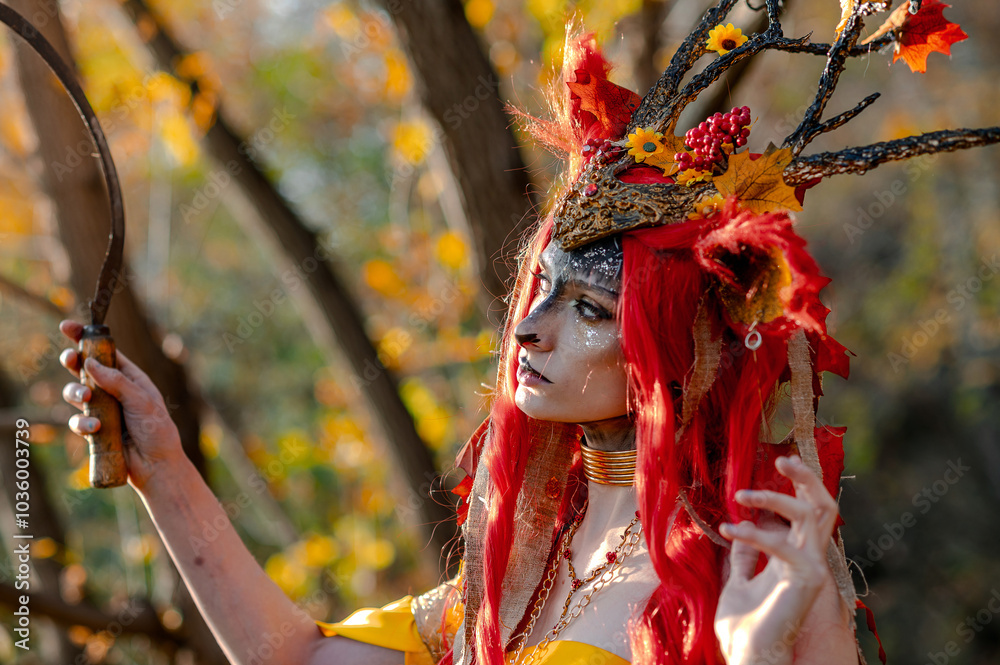 Deer girl in the autumn forest Deer girl in the autumn forest