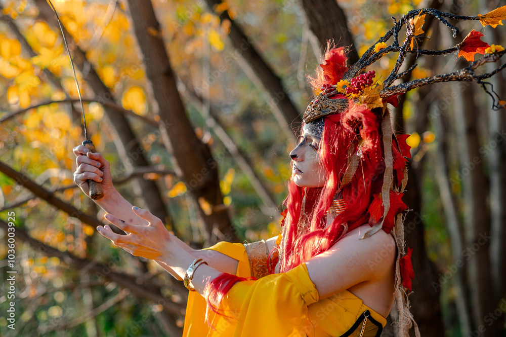 Deer girl in the autumn forest Deer girl in the autumn forest