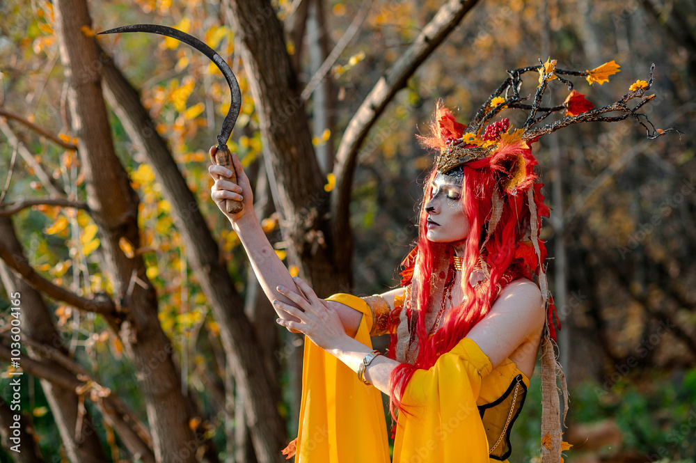 Deer girl in the autumn forest Deer girl in the autumn forest