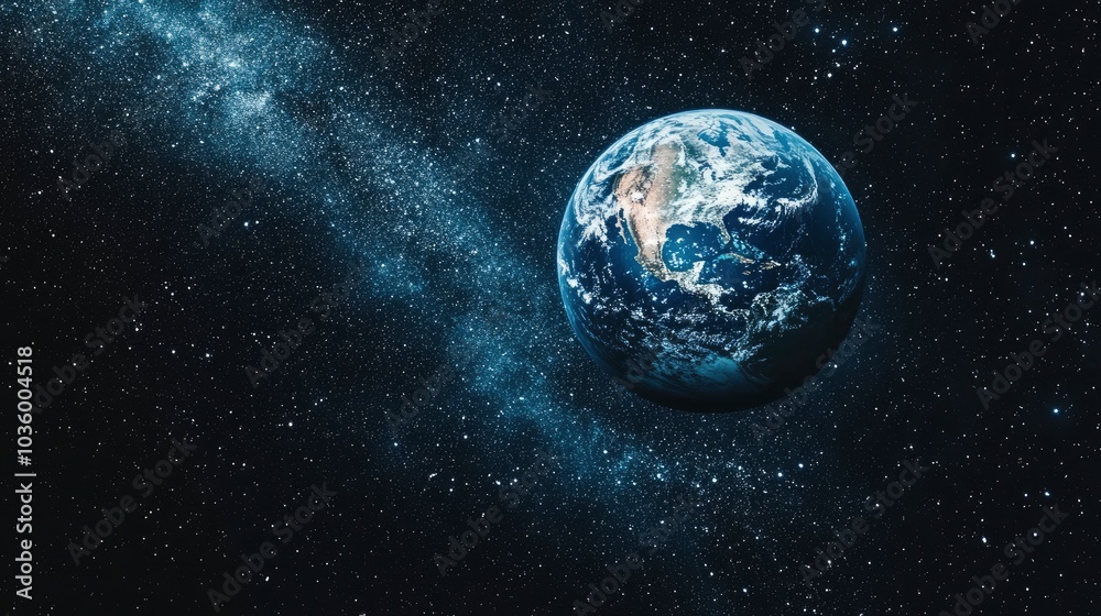 Earth from Space with the Milky Way Galaxy Earth from Space with the Milky Way Galaxy