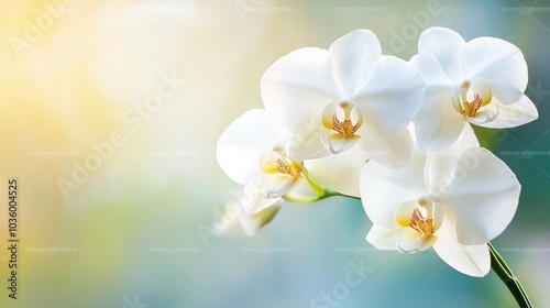 Elegant White Orchid Blooms on Soft Background