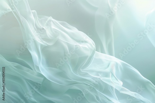 Abstract Draped Fabric in Soft Mint Green Hues