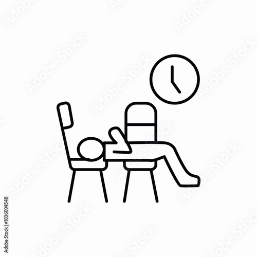 falling asleep while waiting icon sign vector