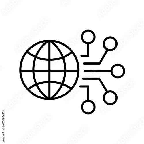 Global networking fiber optic icon