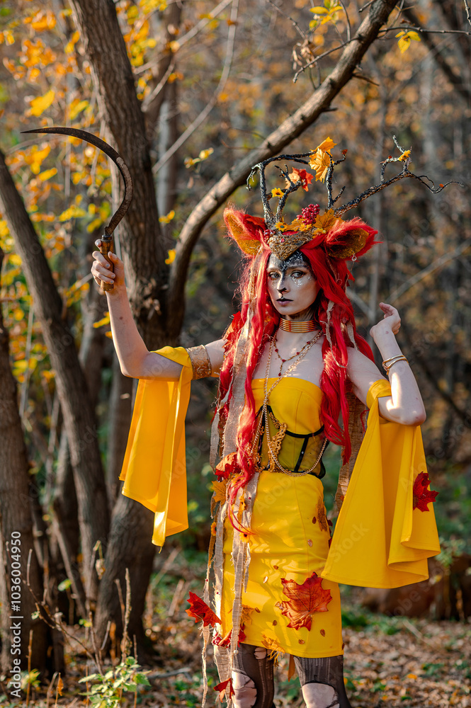 Deer girl in the autumn forest Deer girl in the autumn forest