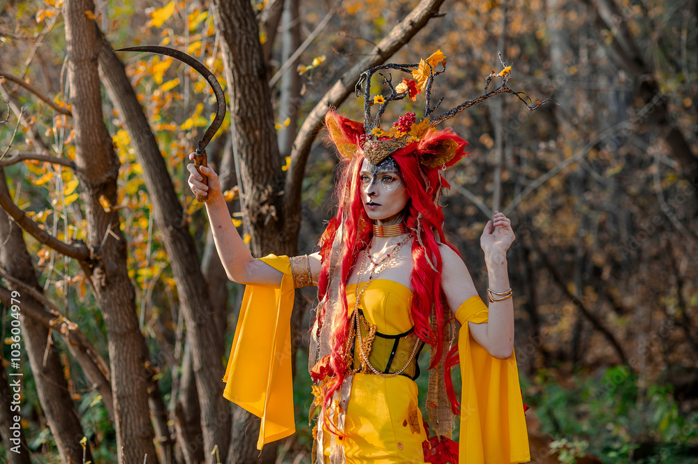 Deer girl in the autumn forest Deer girl in the autumn forest