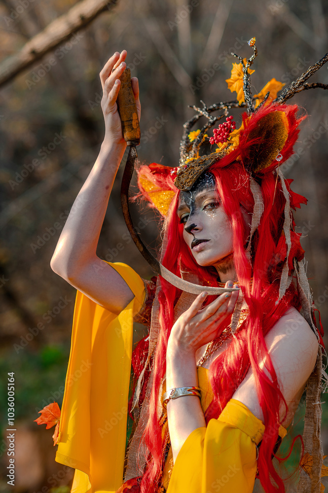 Deer girl in the autumn forest Deer girl in the autumn forest