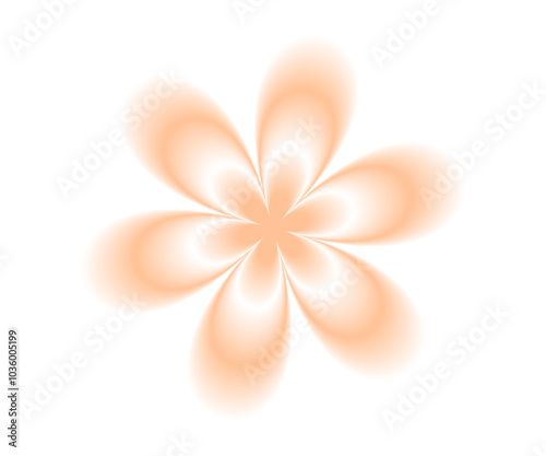 Soft gradient flower shape isolated on white background. Blur aura floral design element, 2000s silhouette. Vector
