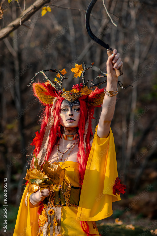 Deer girl in the autumn forest Deer girl in the autumn forest