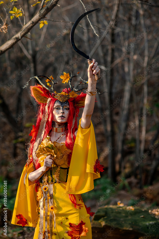 Deer girl in the autumn forest Deer girl in the autumn forest