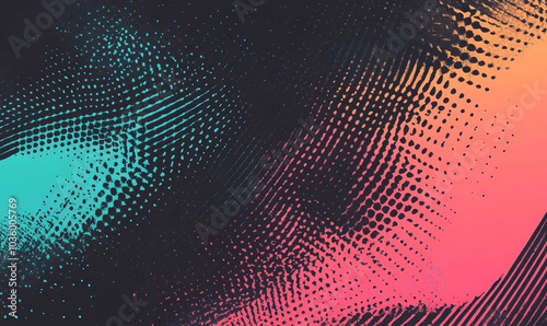 Wallpaper Mural Halftone pattern background, lines shapes, vintage or retro graphic with place for your text. Halftone digital effect. Torontodigital.ca