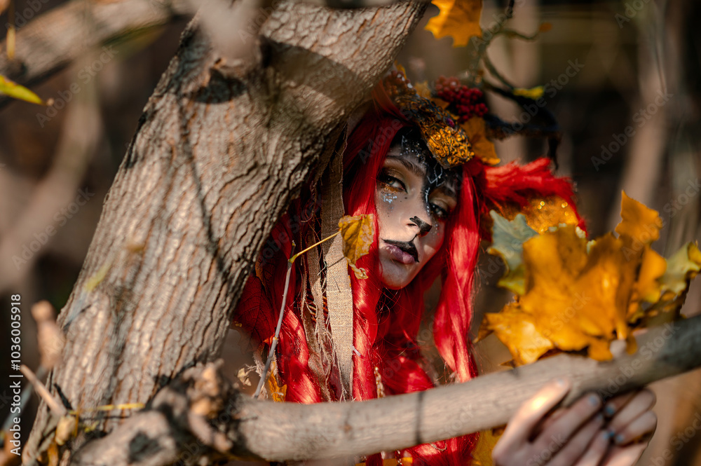 Deer girl in the autumn forest Deer girl in the autumn forest