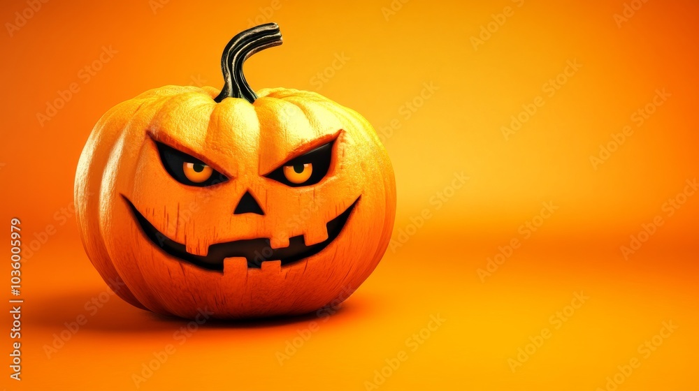 A pumpkin with a scary face on it A pumpkin with a scary face on it