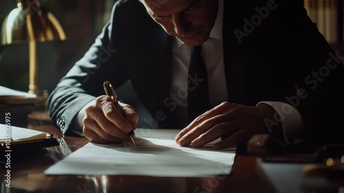 Professional Businessman Signing a Legal Document