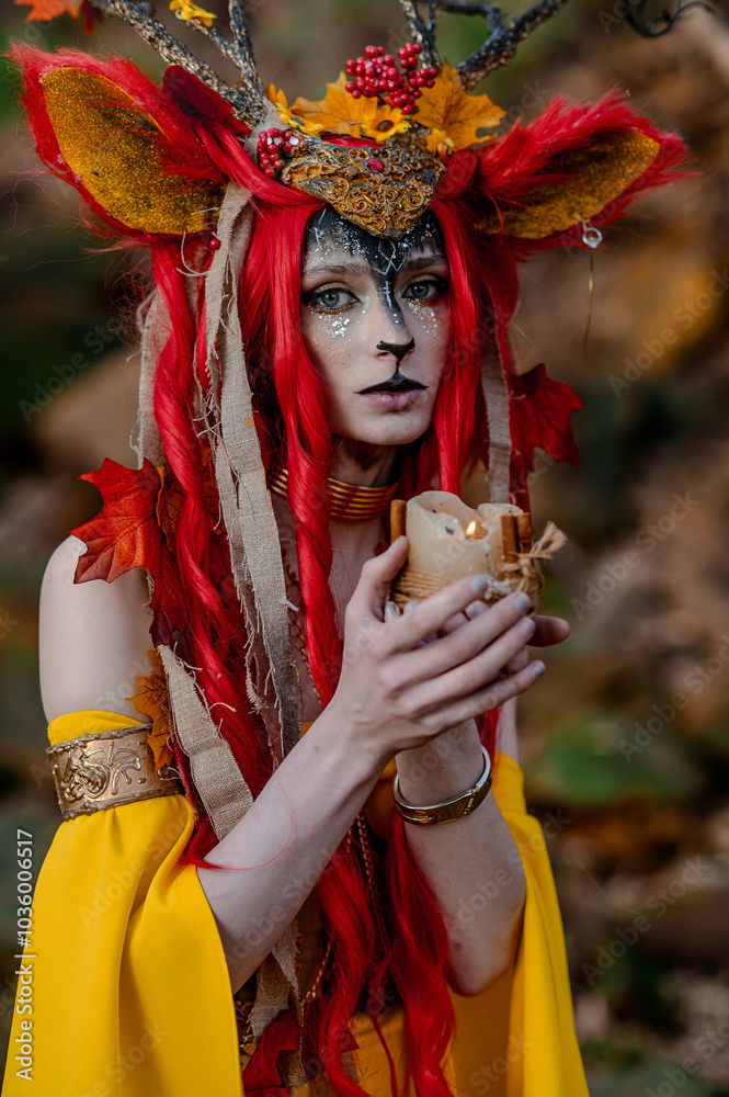 Deer girl in the autumn forest Deer girl in the autumn forest