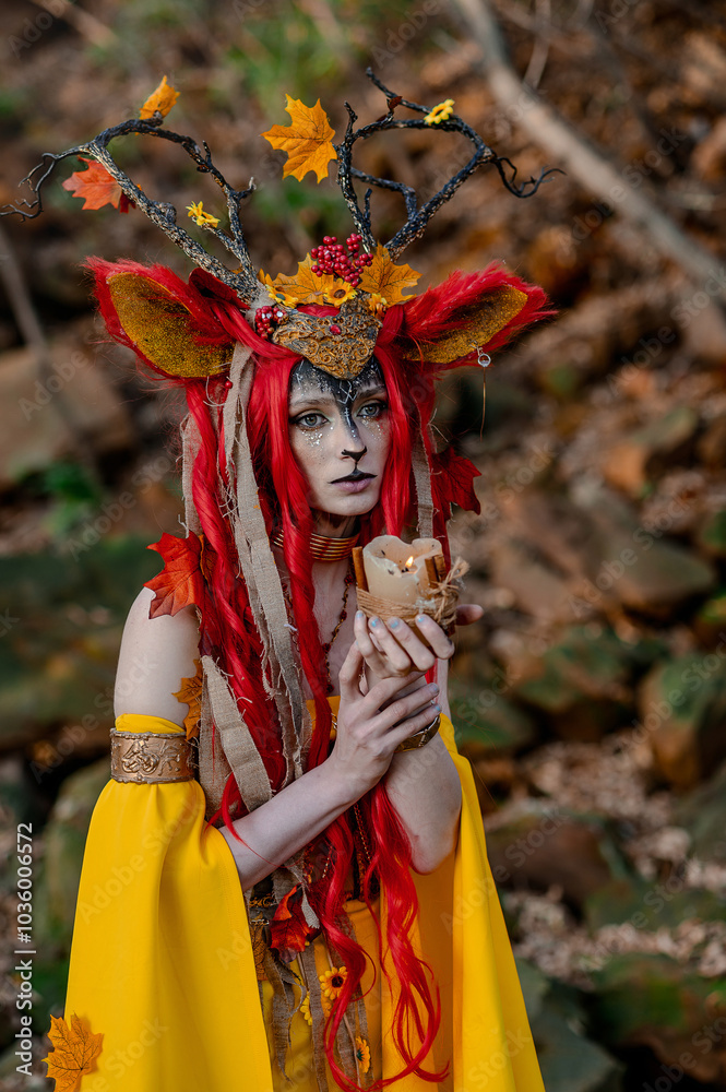 Deer girl in the autumn forest Deer girl in the autumn forest