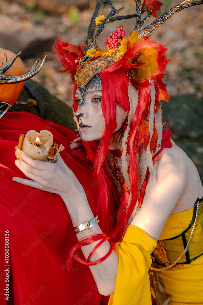 Deer girl in the autumn forest Deer girl in the autumn forest