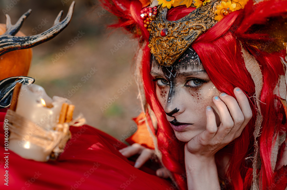 Deer girl in the autumn forest Deer girl in the autumn forest