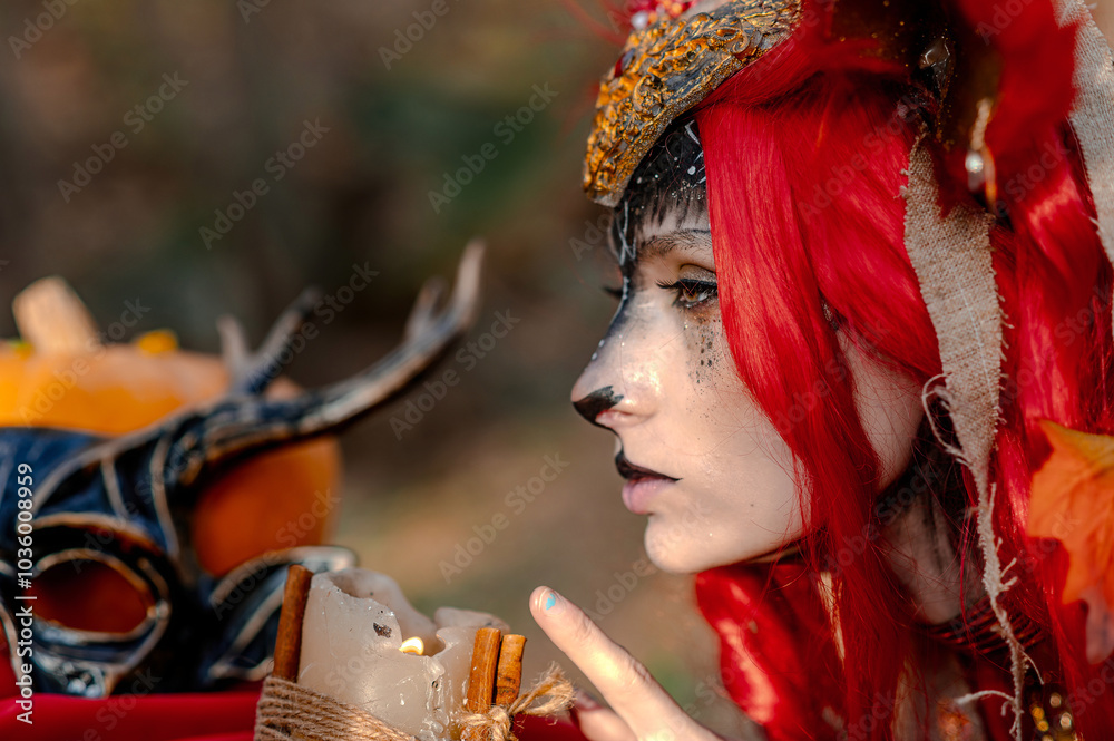 Deer girl in the autumn forest Deer girl in the autumn forest