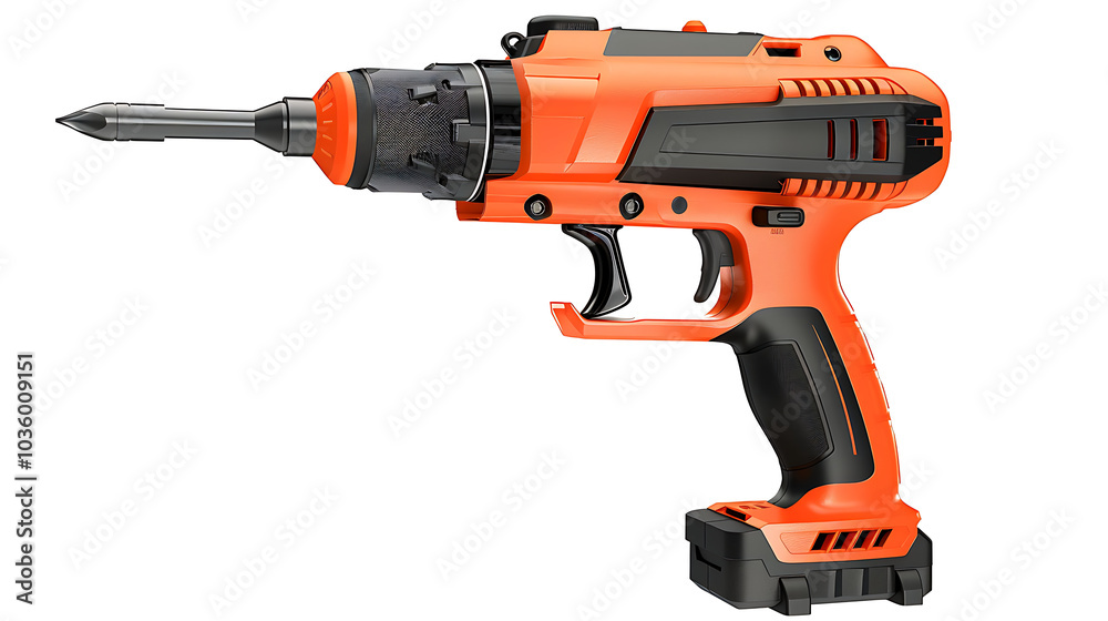 Orange and black cordless drill isolated on white. Orange and black cordless drill isolated on white.