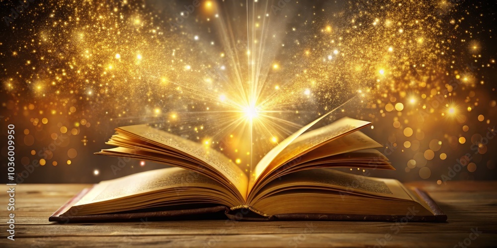 Open Book with Glowing Lights, Book, Magic, Fantasy