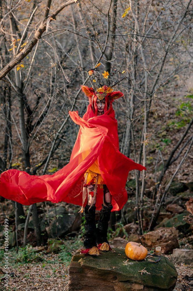 Deer girl in the autumn forest Deer girl in the autumn forest