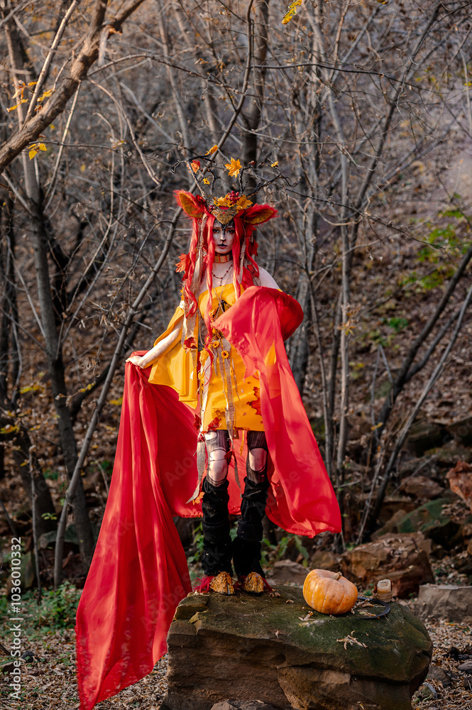 Deer girl in the autumn forest Deer girl in the autumn forest