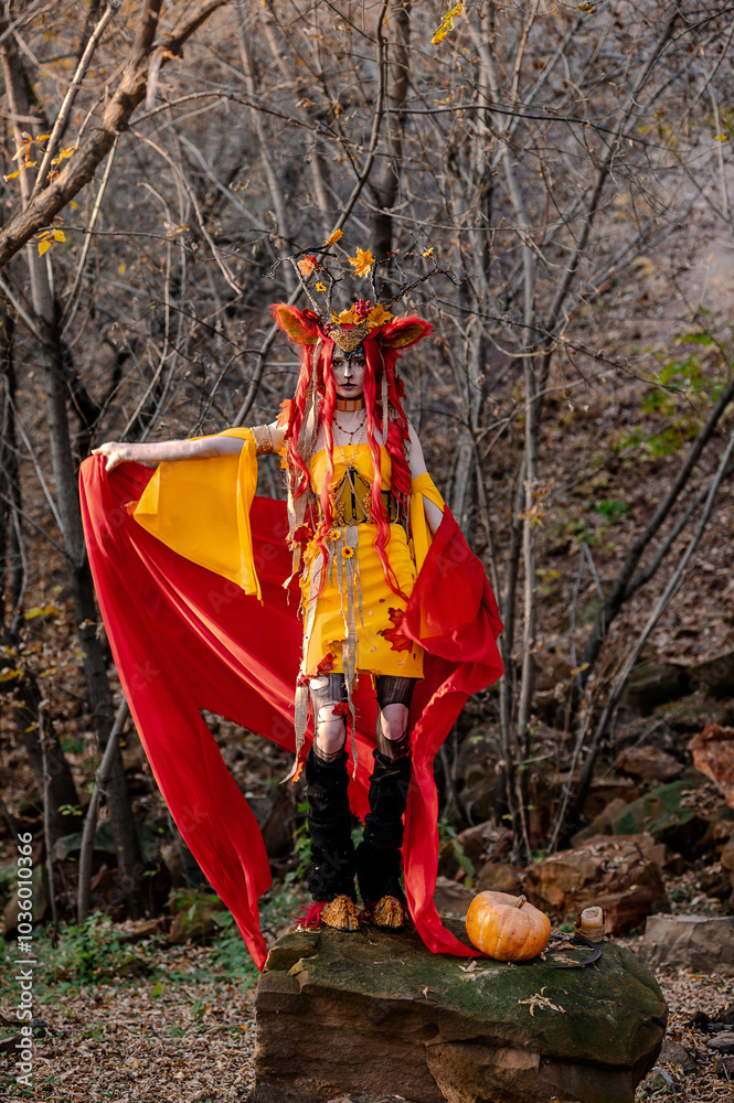 Deer girl in the autumn forest Deer girl in the autumn forest