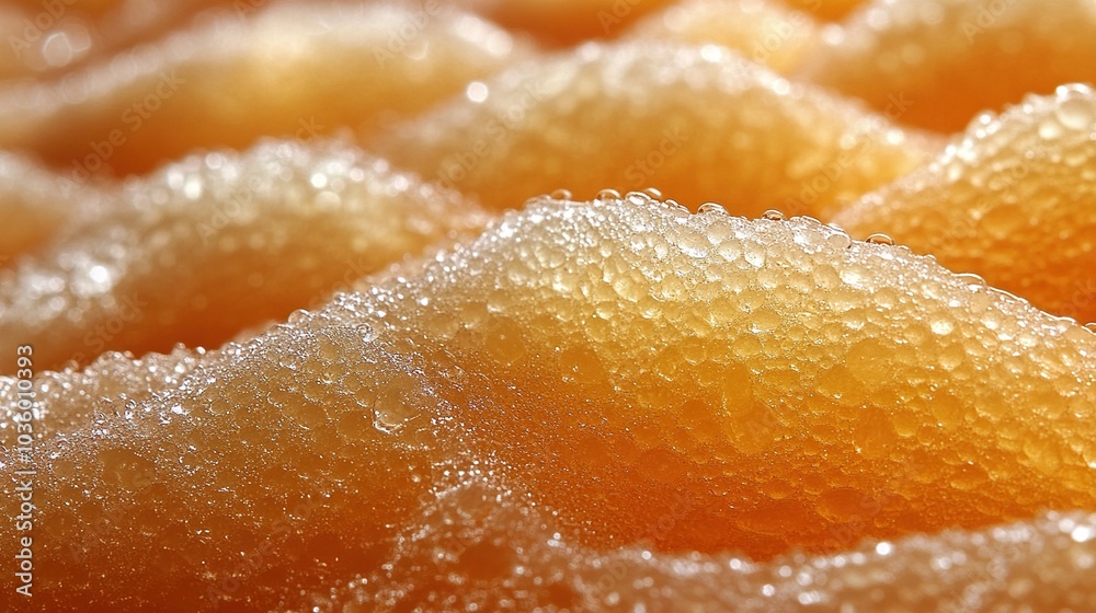 Close-up of bubbly orange texture resembling foam. Close-up of bubbly orange texture resembling foam.