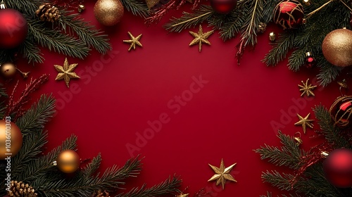 Elegant Winter Holiday Decorations with Red Accents and Glowing Christmas Ornaments