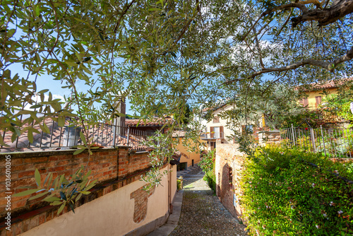 Views of the old city centre of Cocconato, small village in the Monferrato (Italy, Piedmont Region, Asti Province). This area is world famous for its valuable red wines and is UNESCO Site since 2014