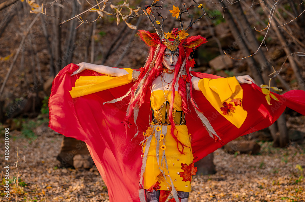 Deer girl in the autumn forest Deer girl in the autumn forest
