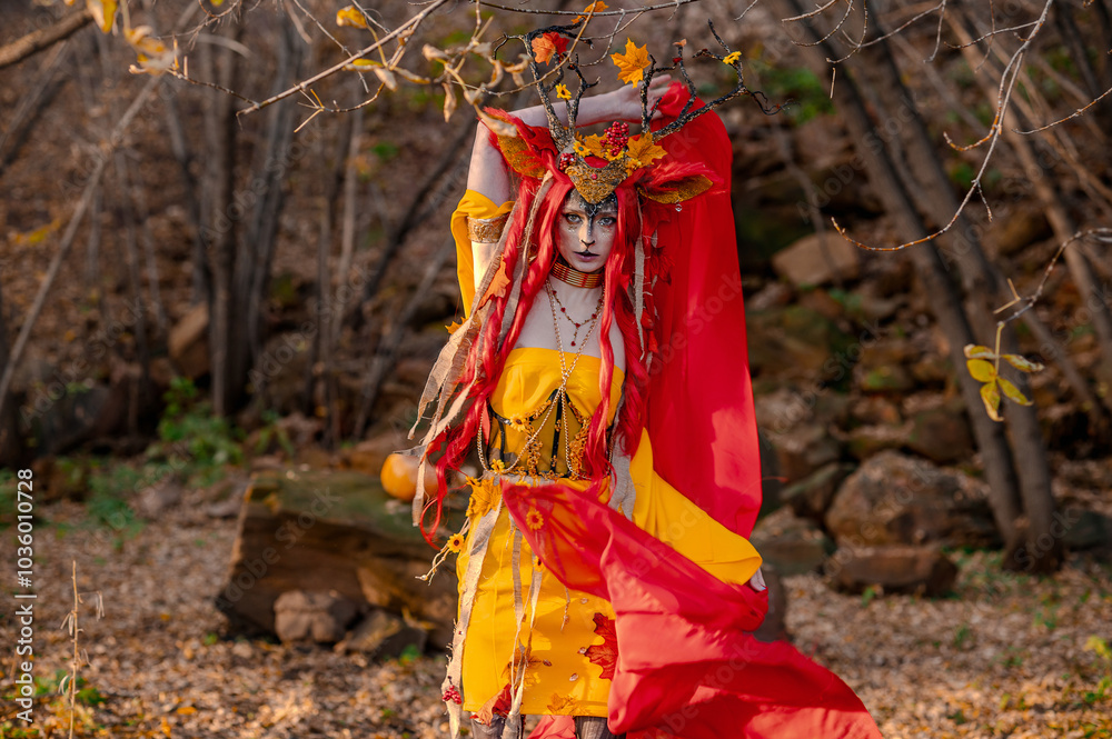 Deer girl in the autumn forest Deer girl in the autumn forest