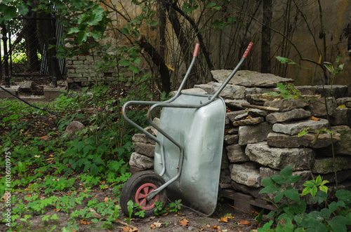 garbage cart for cleaning up garbage in the garden and garden