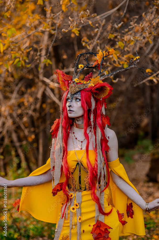 Deer girl in the autumn forest Deer girl in the autumn forest