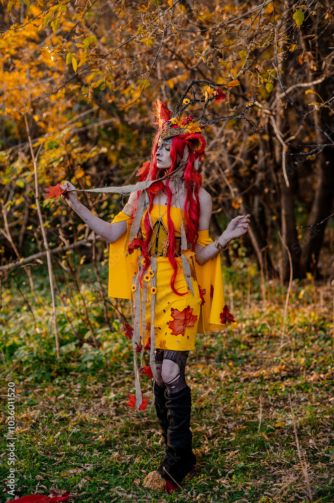 Deer girl in the autumn forest Deer girl in the autumn forest