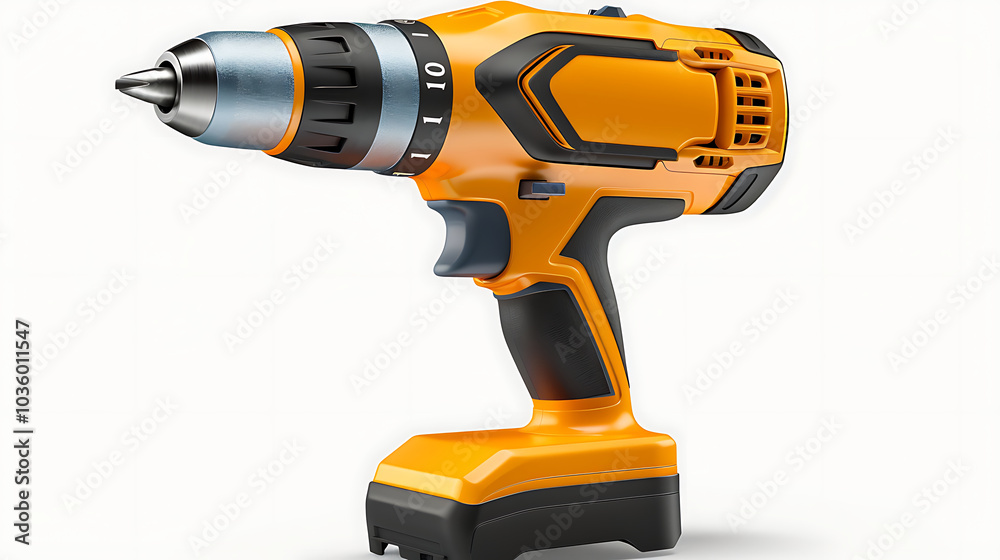 A cordless drill isolated on a white background. A cordless drill isolated on a white background.