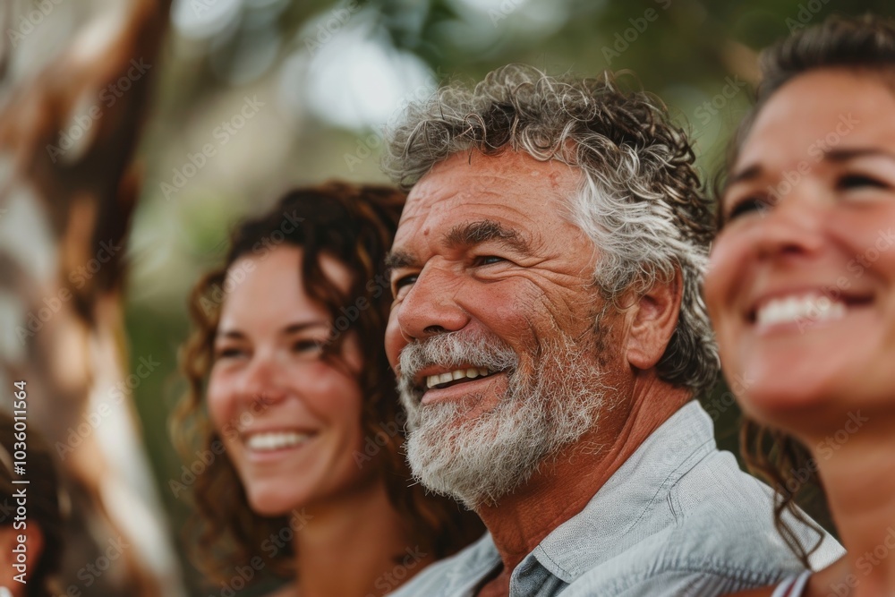 Portrait of happy senior man and woman smiling at camera in park