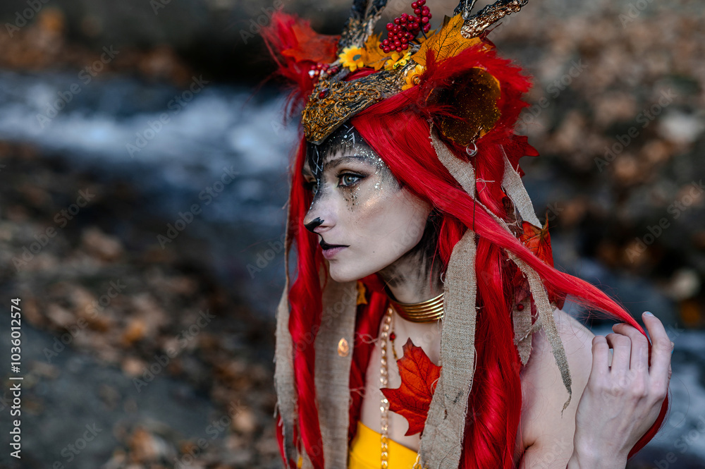 Deer girl in the autumn forest Deer girl in the autumn forest
