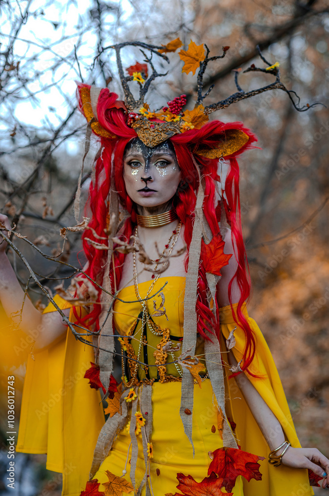 Deer girl in the autumn forest Deer girl in the autumn forest