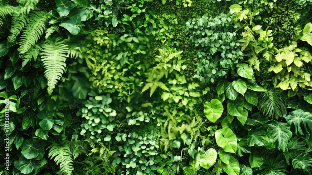Lush Green Plant Wall Background for Design Use Lush Green Plant Wall Background for Design Use