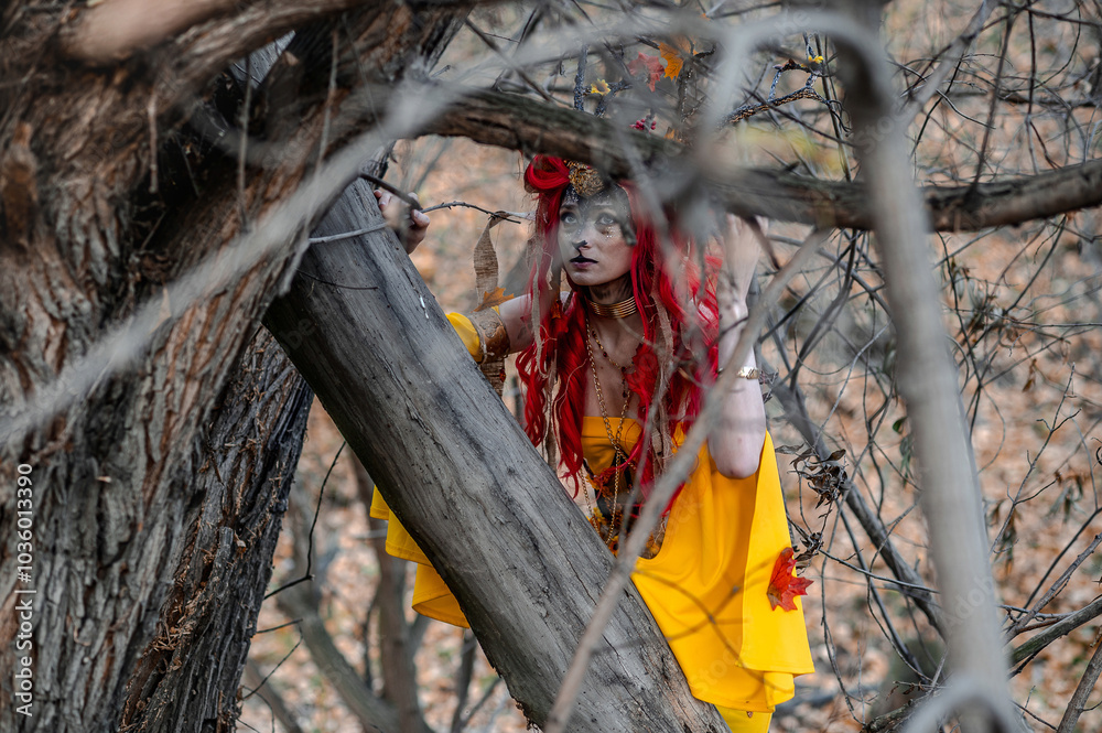 Deer girl in the autumn forest Deer girl in the autumn forest
