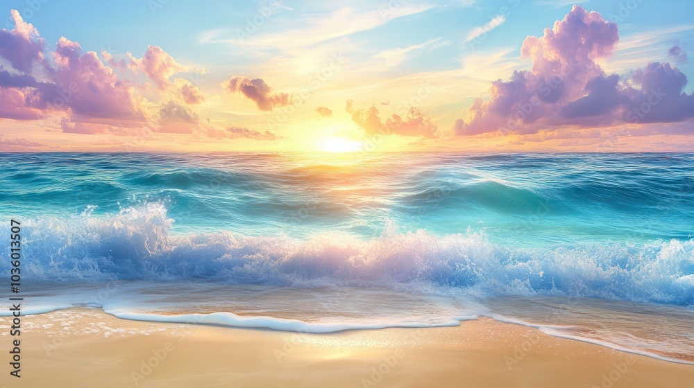 Beautiful sunset wtropical summer beach. panoramic tropical seascape horizon. white sand and blue sea waves, nature background, vacation in paradise concept for tourism, vivid colorful. Beautiful sunset wtropical summer beach. panoramic tropical seascape horizon. white sand and blue sea waves, nature background, vacation in paradise concept for tourism, vivid colorful.