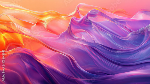 Abstract Waves of Color: Vivid Orange and Purple Fluid Art Landscape